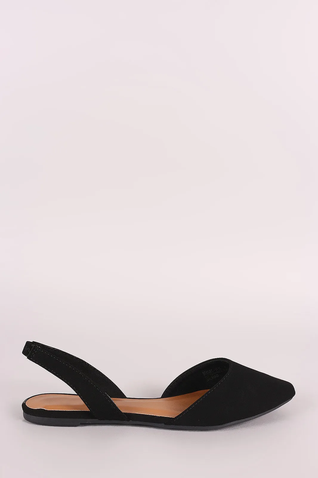 Bamboo Nubuck Pointy Toe Slingback Flat