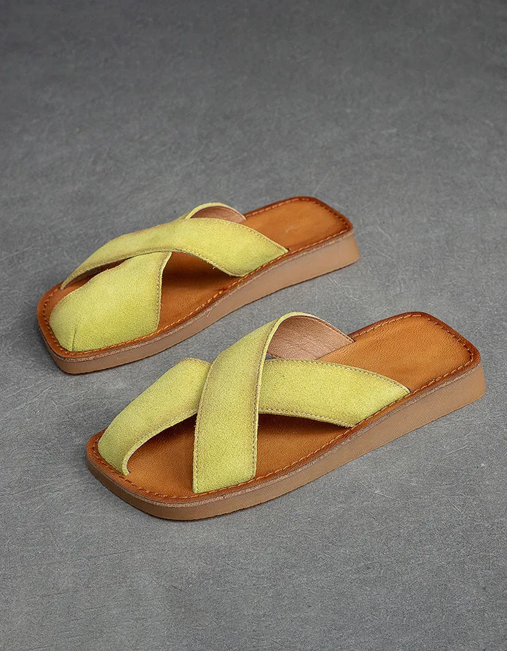 Comfortable Square Toe Suede Summer Slippers