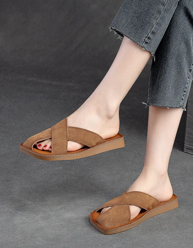 Comfortable Square Toe Suede Summer Slippers