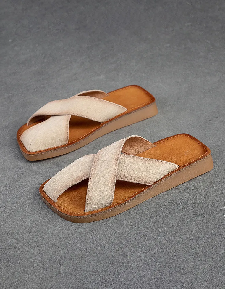 Comfortable Square Toe Suede Summer Slippers