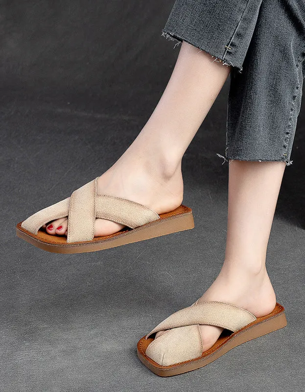 Comfortable Square Toe Suede Summer Slippers