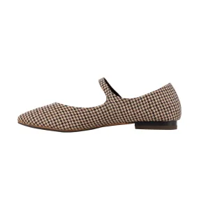 Corina Plaid Casual Ballerinas Fabric Brown Colour For Women