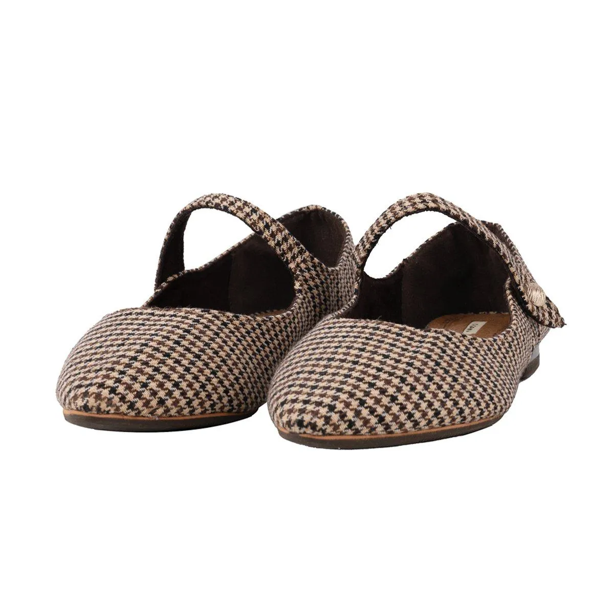 Corina Plaid Casual Ballerinas Fabric Brown Colour For Women