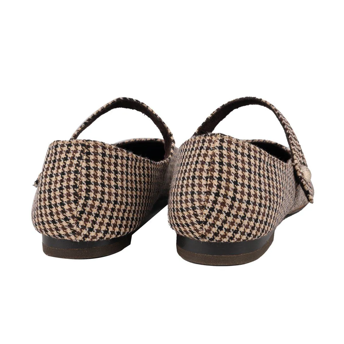 Corina Plaid Casual Ballerinas Fabric Brown Colour For Women