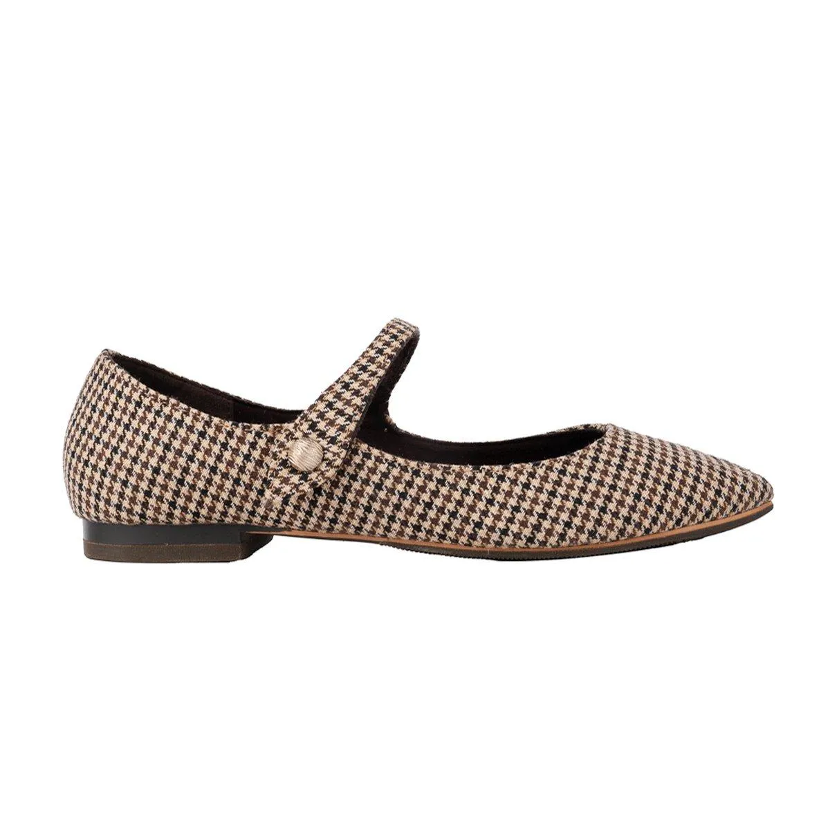 Corina Plaid Casual Ballerinas Fabric Brown Colour For Women