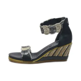 Francesco Rossi Wedge Sandals Leather Black Colour For Women