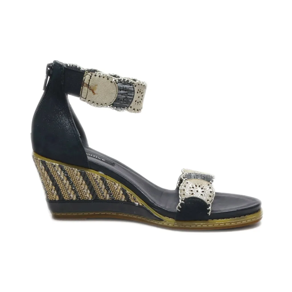 Francesco Rossi Wedge Sandals Leather Black Colour For Women