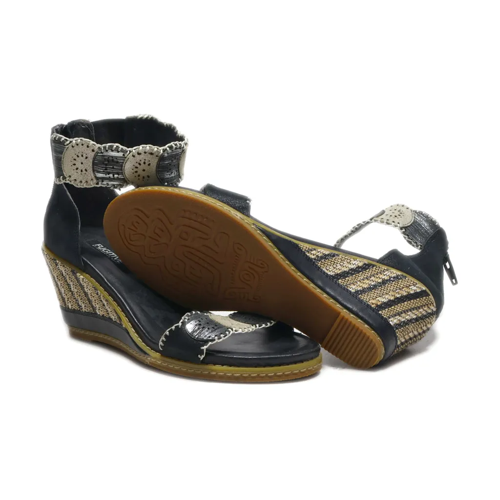 Francesco Rossi Wedge Sandals Leather Black Colour For Women