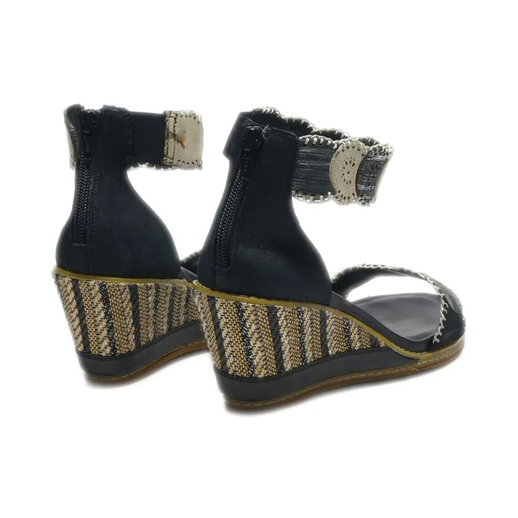 Francesco Rossi Wedge Sandals Leather Black Colour For Women