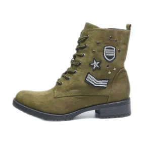 Graceland Ankle Boots Suede Green Colour For Women