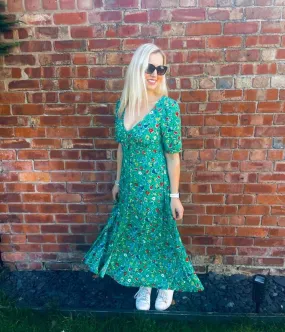 Green Camilla Flower Midi Dress