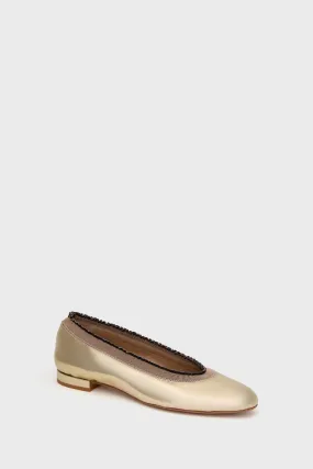 Light Gold Elise Ruffle Ballet Flats