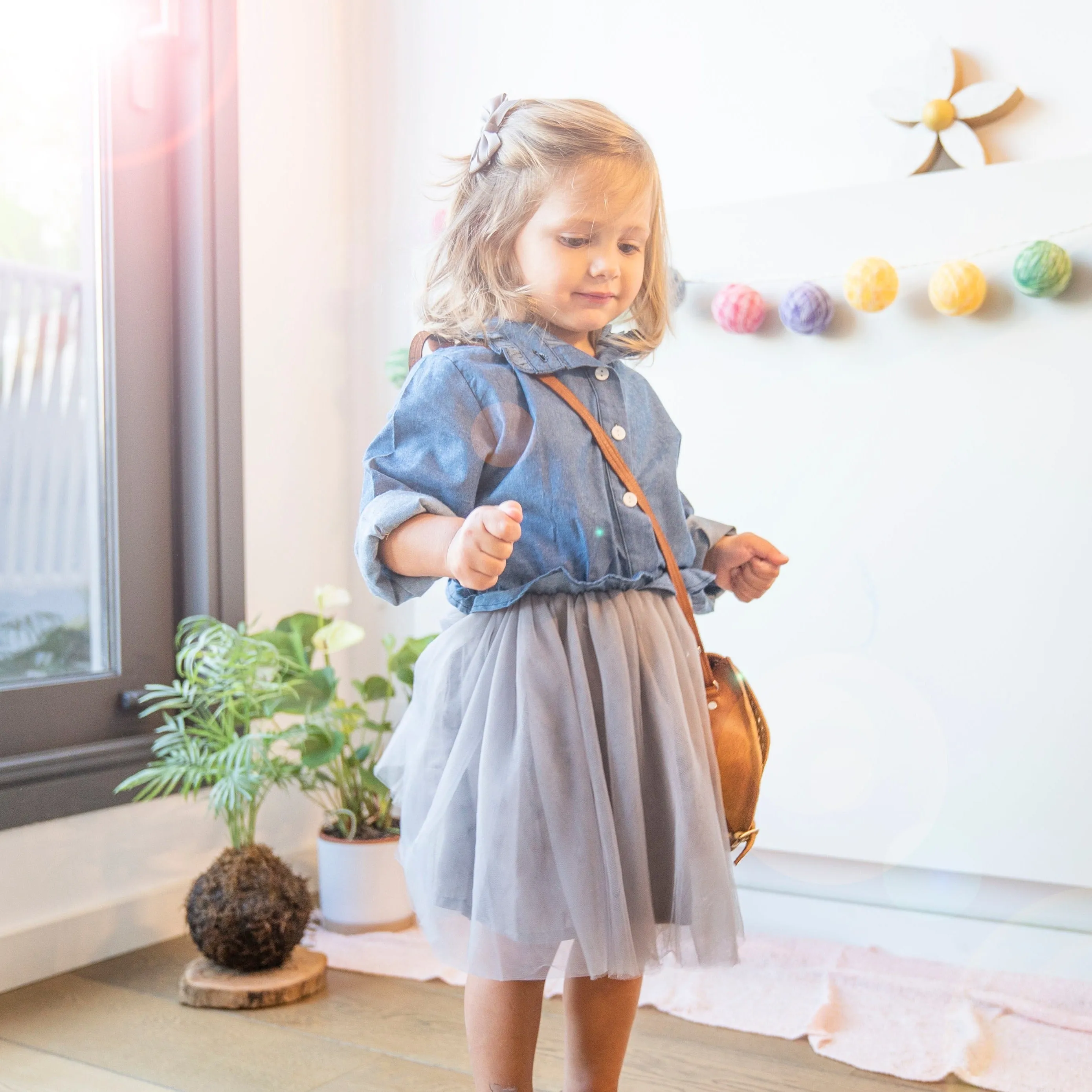 Long-sleeve Denim Tutu Dress