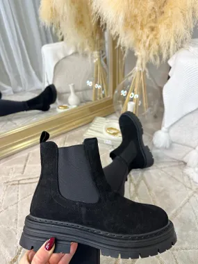 Macie Suede Ankle Boots- Black Suede