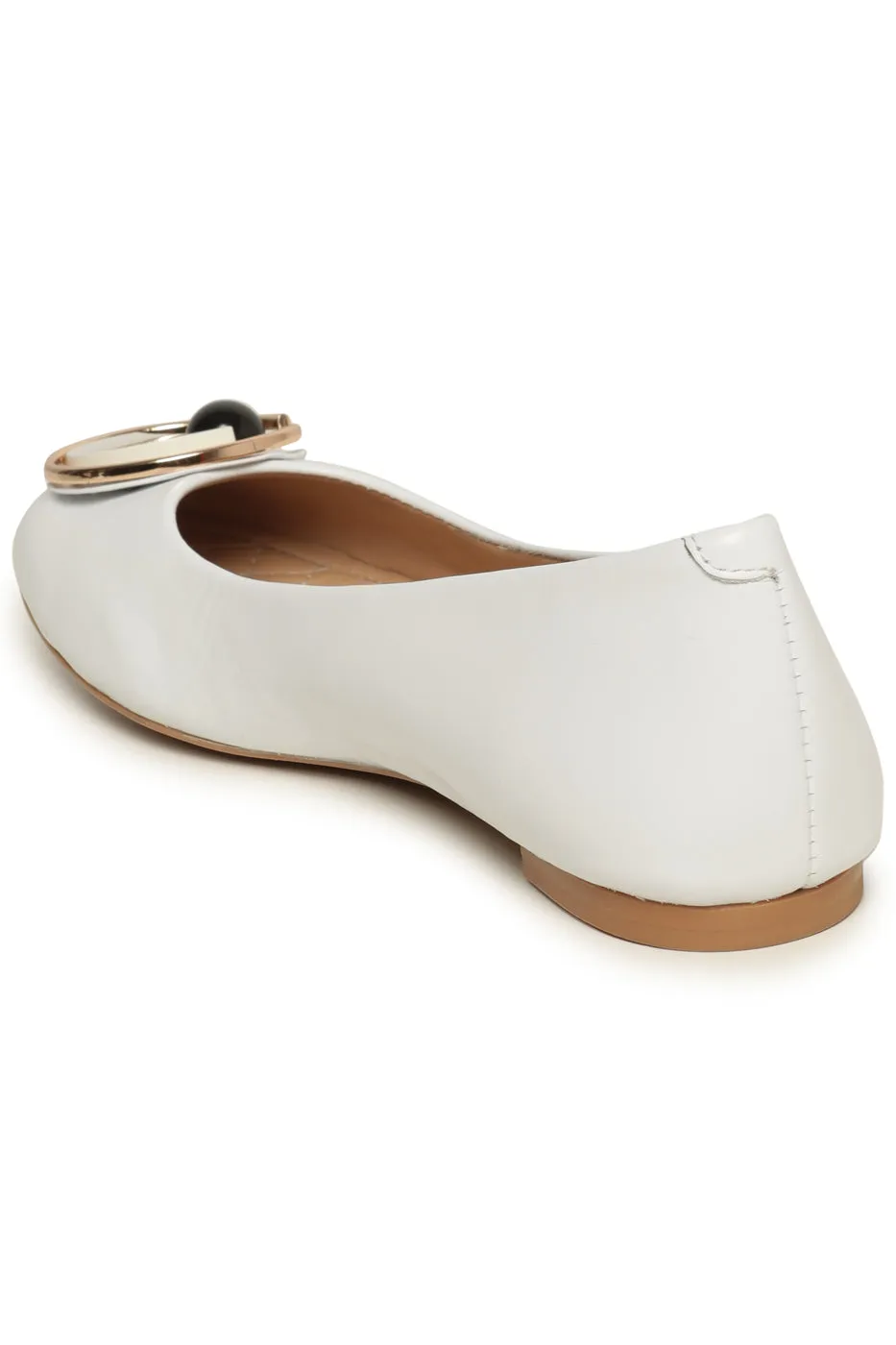 Modern Geometric Ballet Flats - White