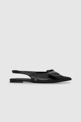 Nina Slingback Flats With Bow - Black