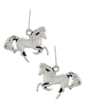 Silver Tone Horse Earrings