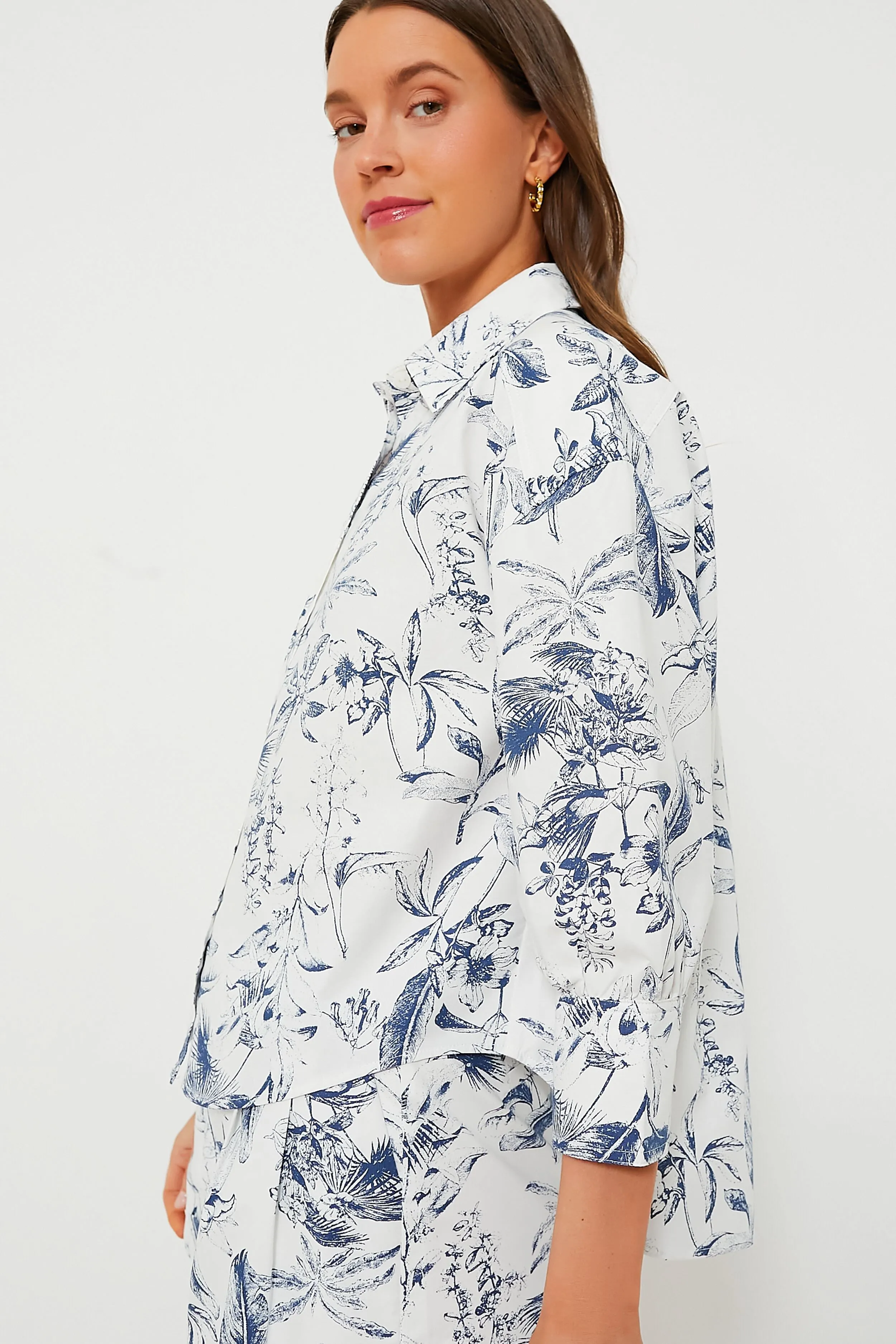 Whimsical Navy Floral Beau Boyfriend Shirt