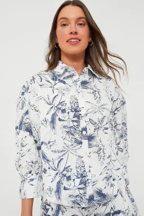 Whimsical Navy Floral Beau Boyfriend Shirt