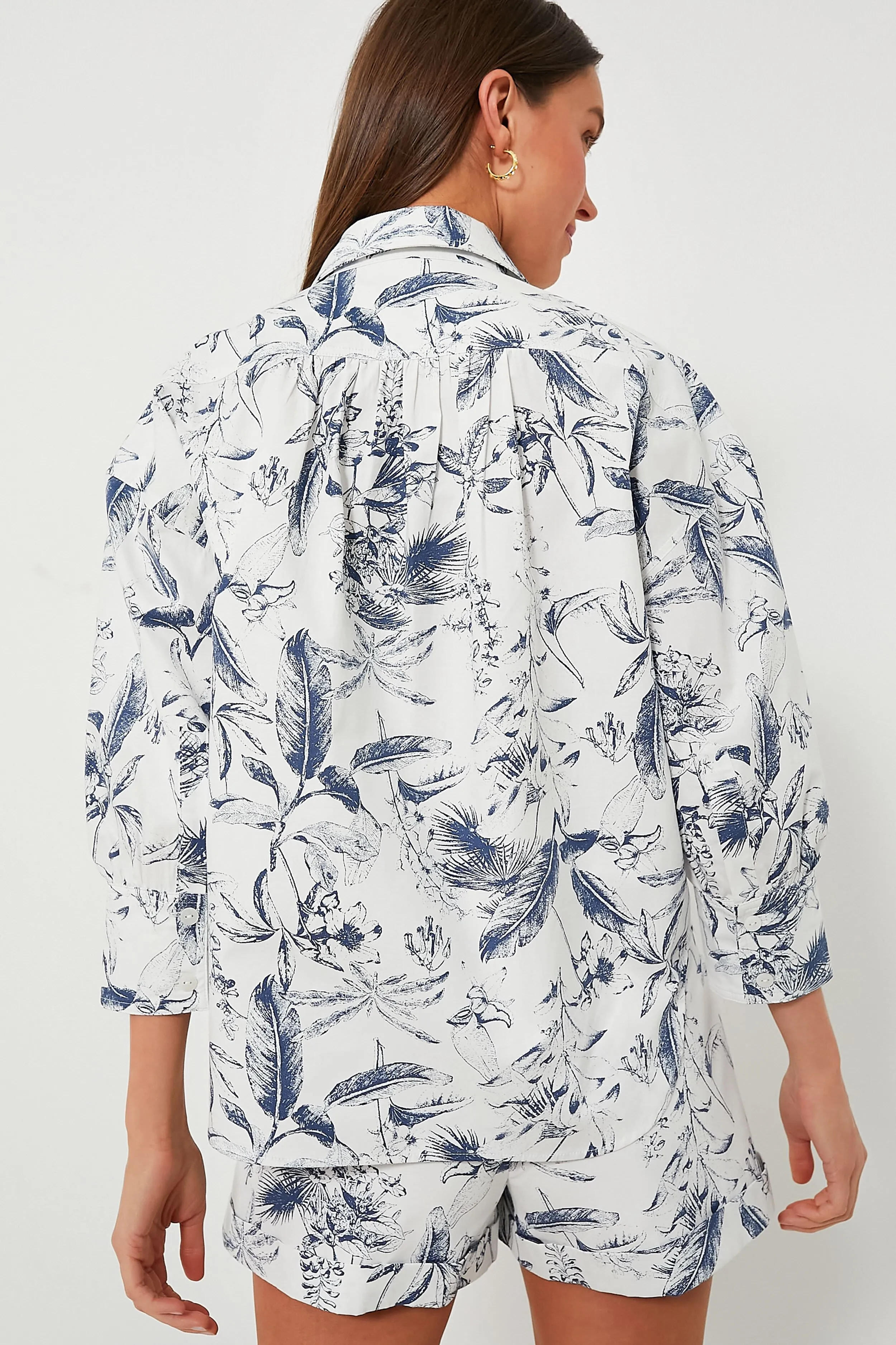 Whimsical Navy Floral Beau Boyfriend Shirt