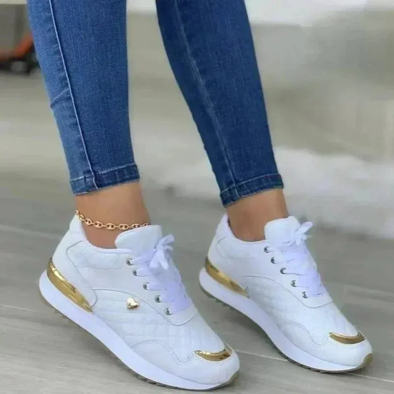 Women's Mesh Patchwork Sneakers - Lightweight, Breathable, & Stylish Lace-Up Flats