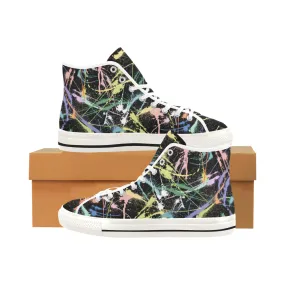 Women's Neon Paint Splatter Print Canvas High Top Shoes